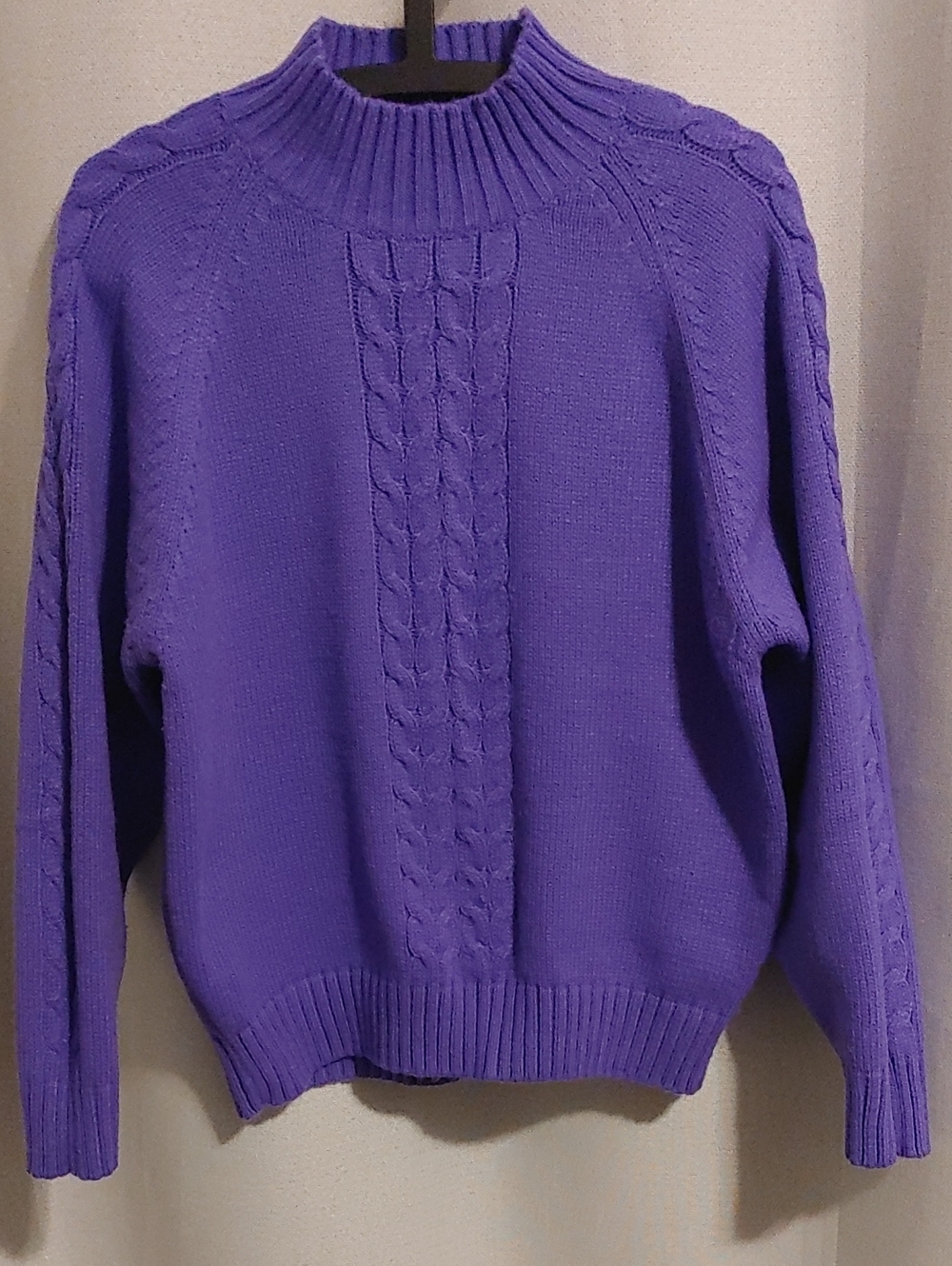 (3/$20) Simpatico Sportswear Women's Cable-Front Sweater in Purple, Size M